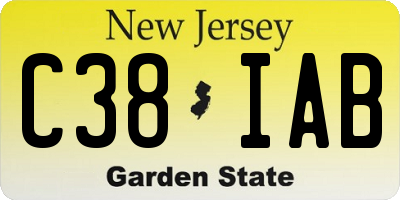 NJ license plate C38IAB