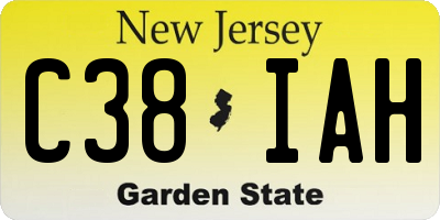 NJ license plate C38IAH