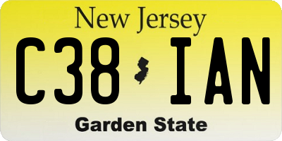 NJ license plate C38IAN