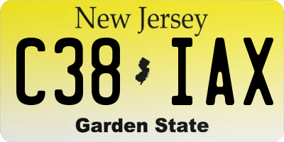 NJ license plate C38IAX