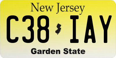 NJ license plate C38IAY