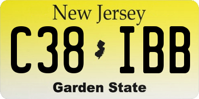 NJ license plate C38IBB