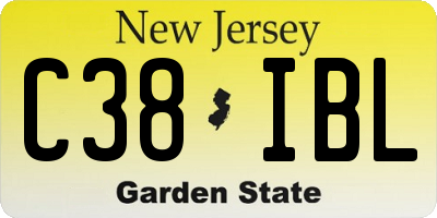 NJ license plate C38IBL