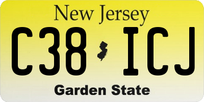 NJ license plate C38ICJ