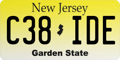 NJ license plate C38IDE