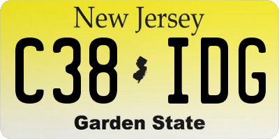 NJ license plate C38IDG