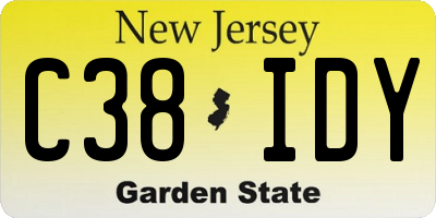 NJ license plate C38IDY