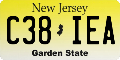 NJ license plate C38IEA