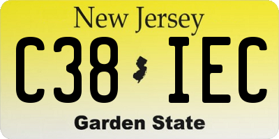 NJ license plate C38IEC