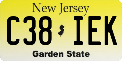 NJ license plate C38IEK