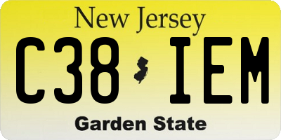 NJ license plate C38IEM
