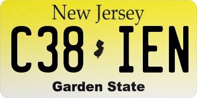 NJ license plate C38IEN