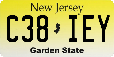 NJ license plate C38IEY