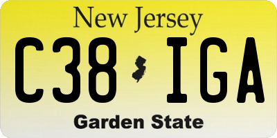 NJ license plate C38IGA