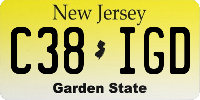 NJ license plate C38IGD