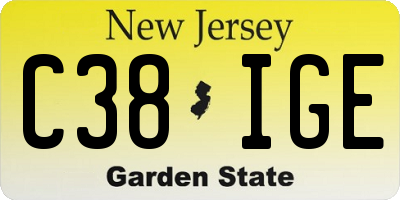 NJ license plate C38IGE