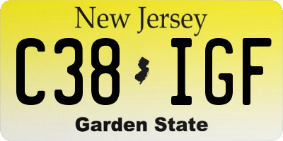 NJ license plate C38IGF