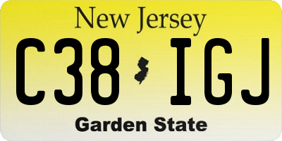 NJ license plate C38IGJ