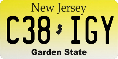 NJ license plate C38IGY
