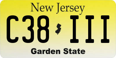 NJ license plate C38III
