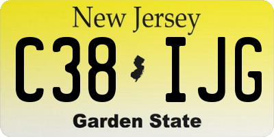 NJ license plate C38IJG