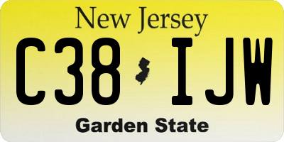 NJ license plate C38IJW