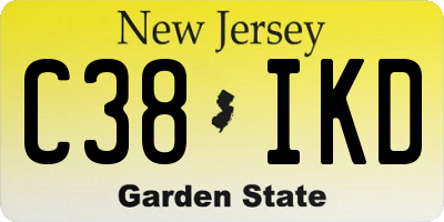 NJ license plate C38IKD