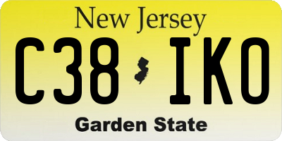 NJ license plate C38IKO