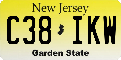 NJ license plate C38IKW