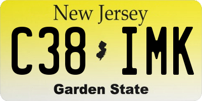 NJ license plate C38IMK