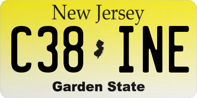 NJ license plate C38INE