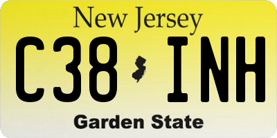 NJ license plate C38INH