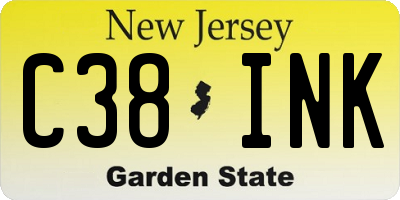 NJ license plate C38INK