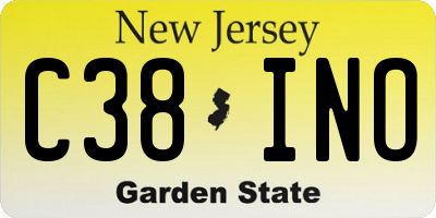 NJ license plate C38INO
