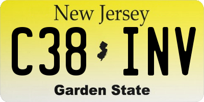 NJ license plate C38INV