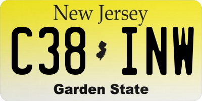 NJ license plate C38INW