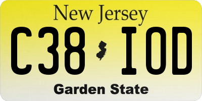 NJ license plate C38IOD