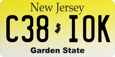 NJ license plate C38IOK