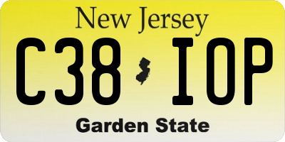 NJ license plate C38IOP