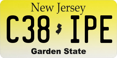 NJ license plate C38IPE