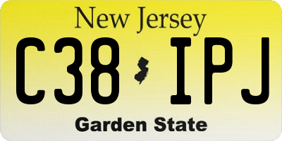 NJ license plate C38IPJ