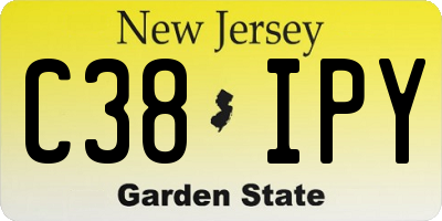 NJ license plate C38IPY