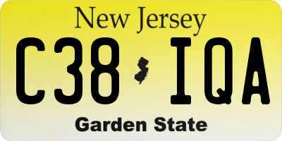 NJ license plate C38IQA