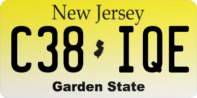 NJ license plate C38IQE