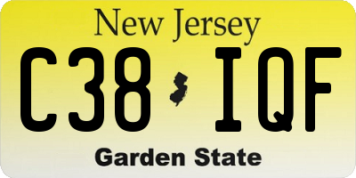NJ license plate C38IQF