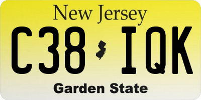 NJ license plate C38IQK