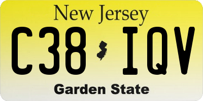 NJ license plate C38IQV