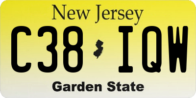 NJ license plate C38IQW