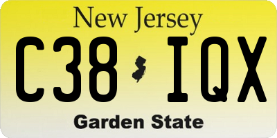 NJ license plate C38IQX