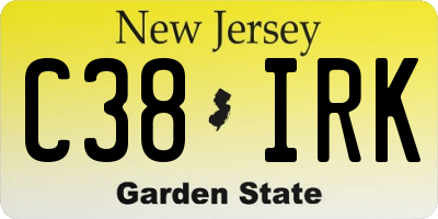 NJ license plate C38IRK